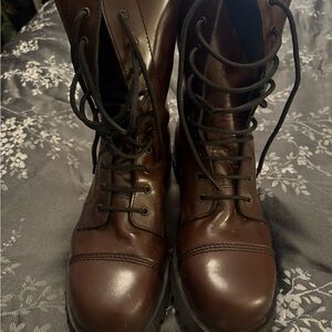 Oxblood Boots & Braces Burgundy Steel-toed boots